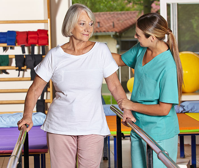 Patient recovering with physical therapy